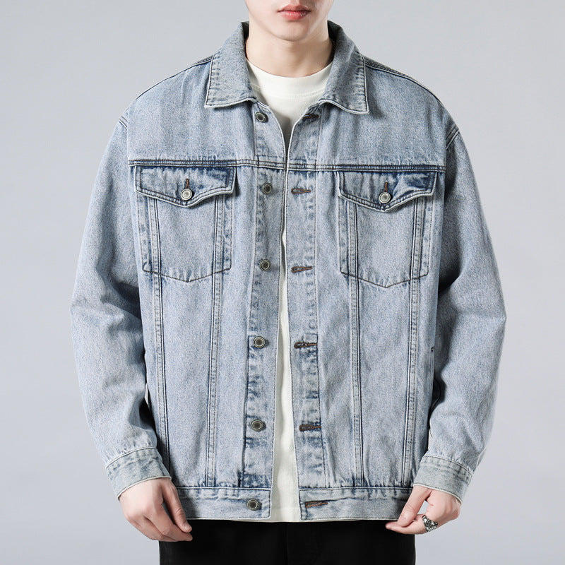 Men's Denim Trucker Jacket, Button-Front Winter Jacket