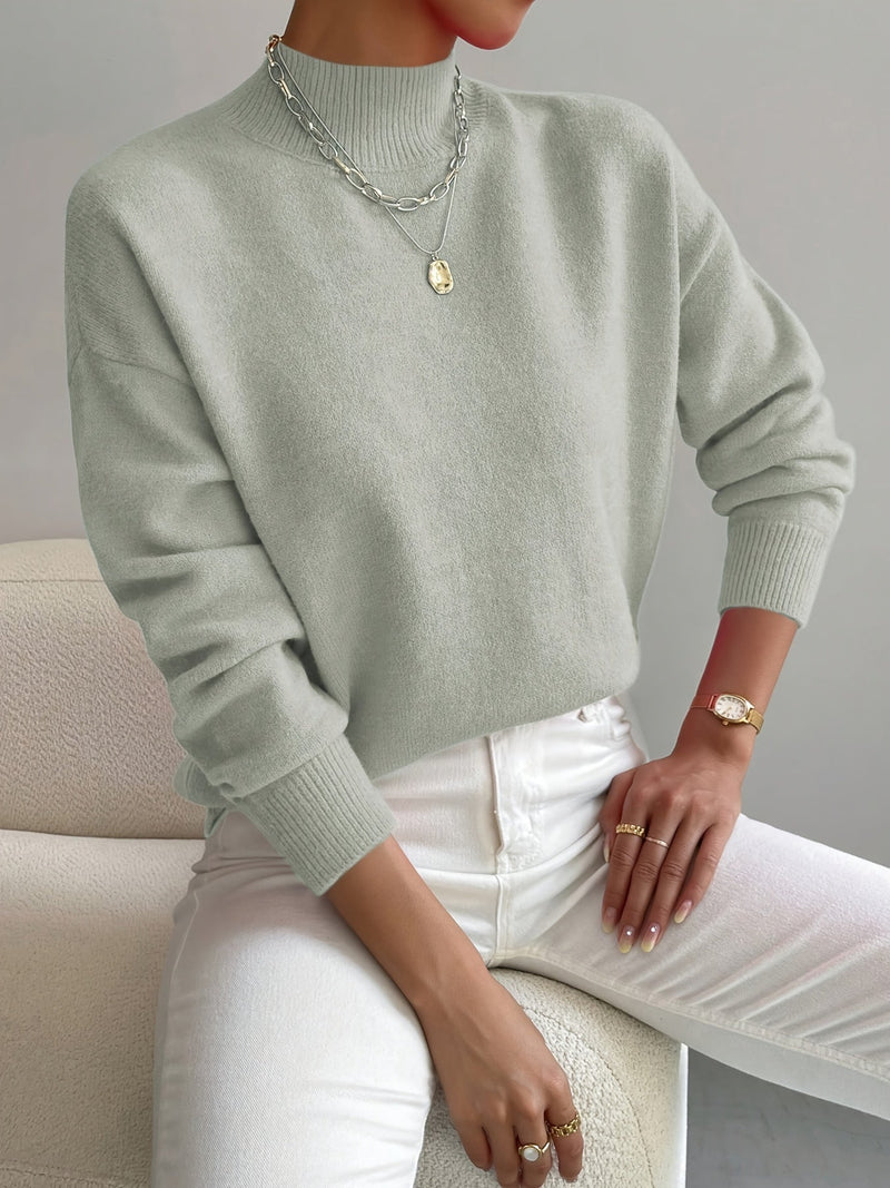 Women's Oversized Knit Sweater, Turtleneck Pullover