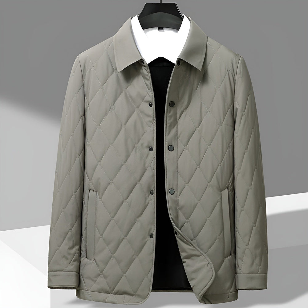 Men's Diamond Quilted Shirt Jacket, Button Front Lightly Padded Overshirt