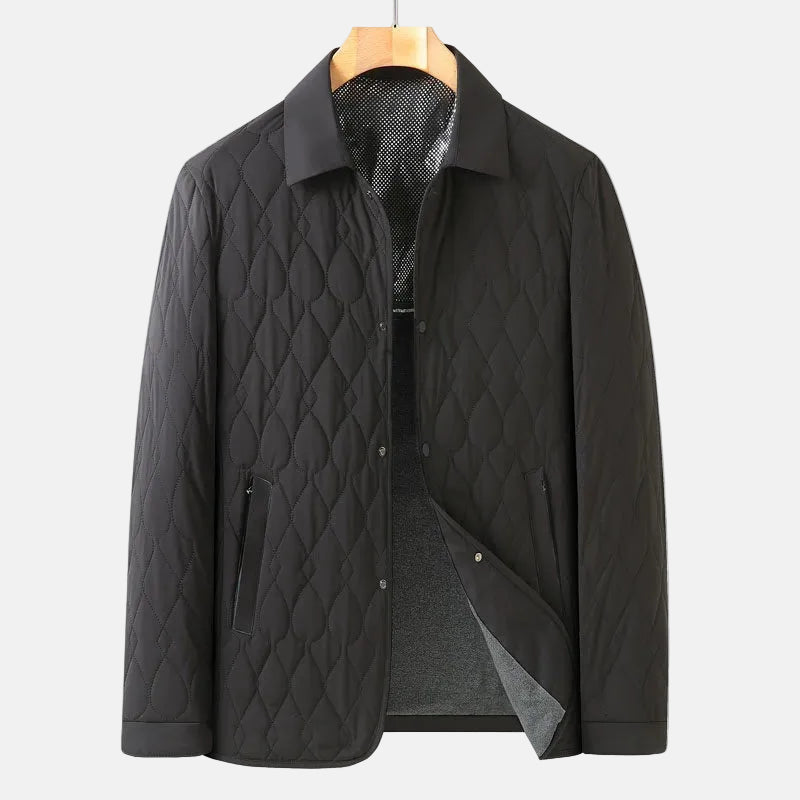Men's Diamond Quilted Shirt Jacket, Button Front Lightly Padded Overshirt