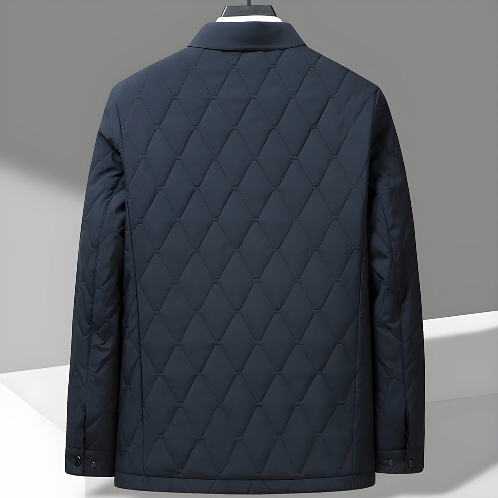 Men's Diamond Quilted Shirt Jacket, Button Front Lightly Padded Overshirt