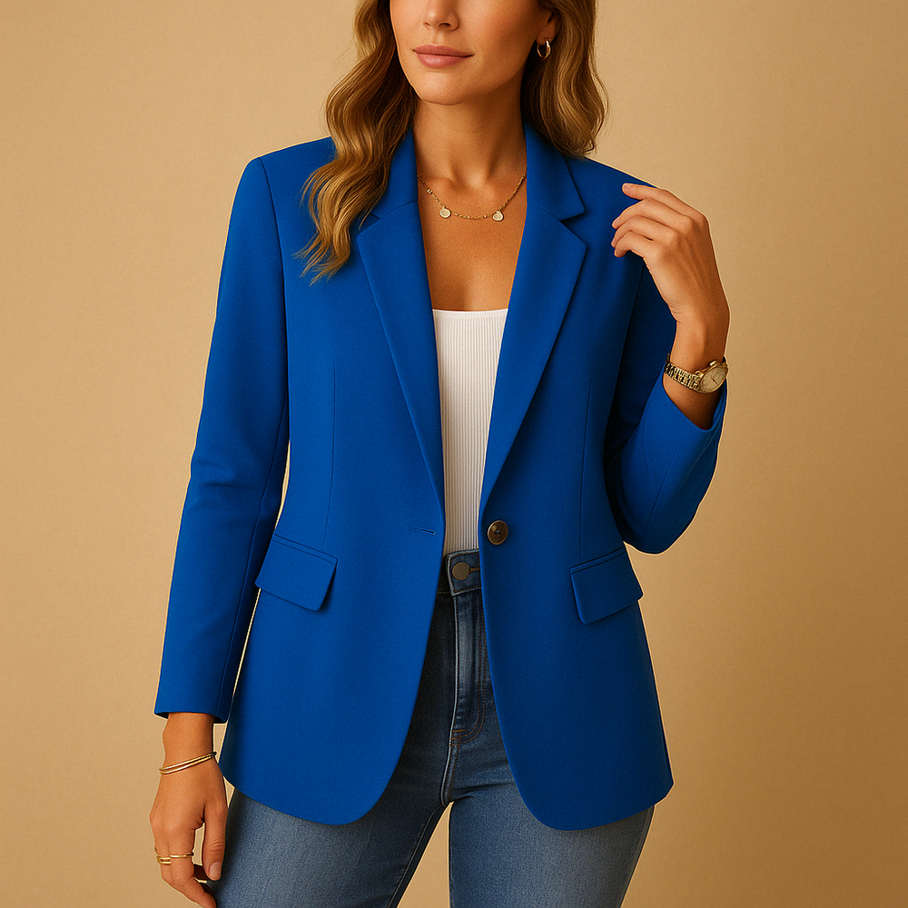 Women's Single-Breasted Tailored Blazer, Button-Front Structured Blazer