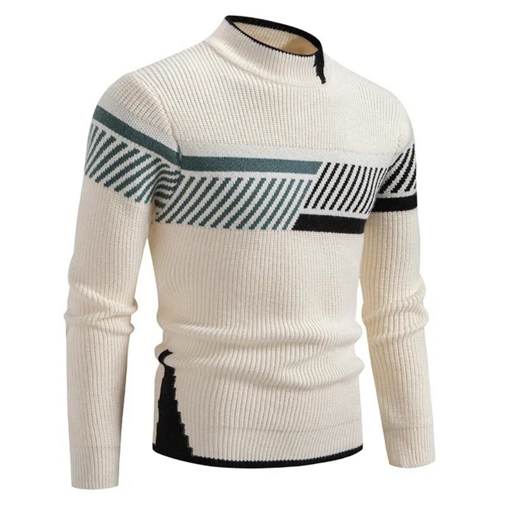 Men's Pattern Knit Sweater, Crewneck Pullover