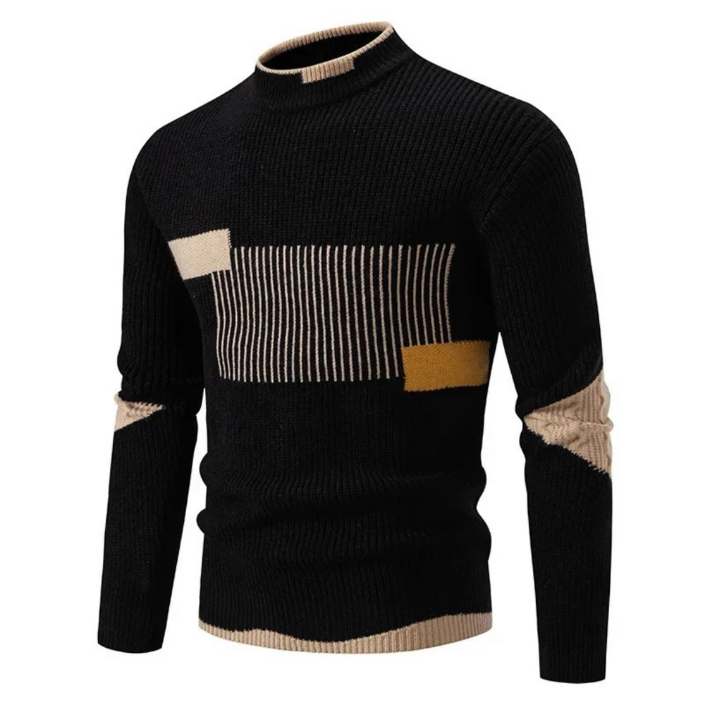 Men's Pattern Knit Sweater, Crewneck Pullover