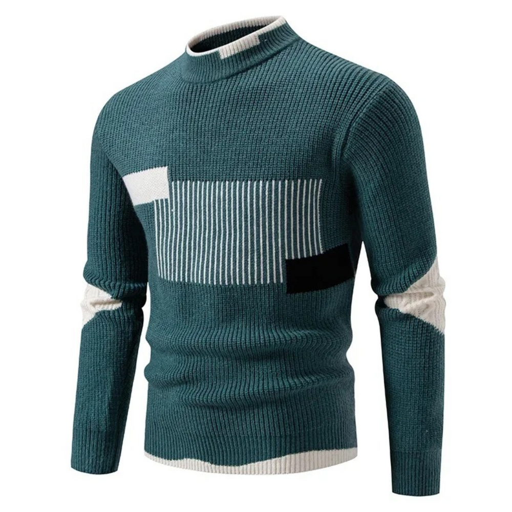 Men's Pattern Knit Sweater, Crewneck Pullover