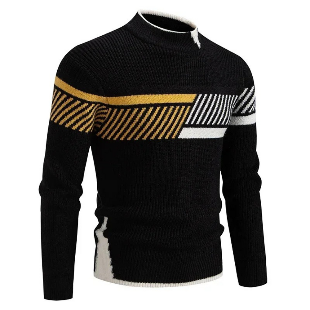 Men's Pattern Knit Sweater, Crewneck Pullover