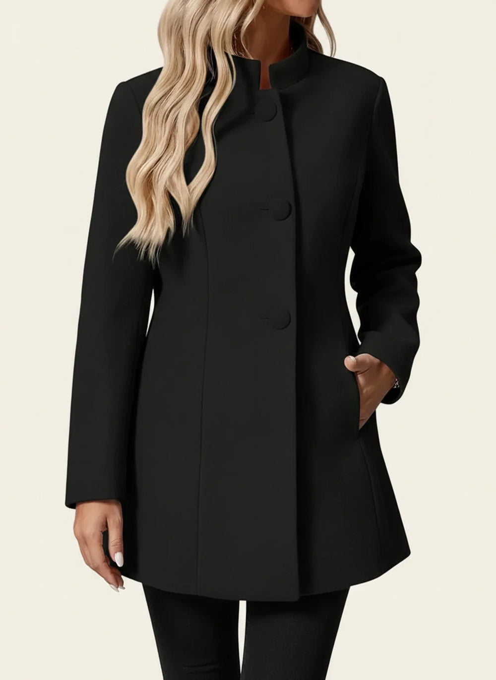 Women's Stand-Collar Tailored Blazer, Button-Front Structured Blazer