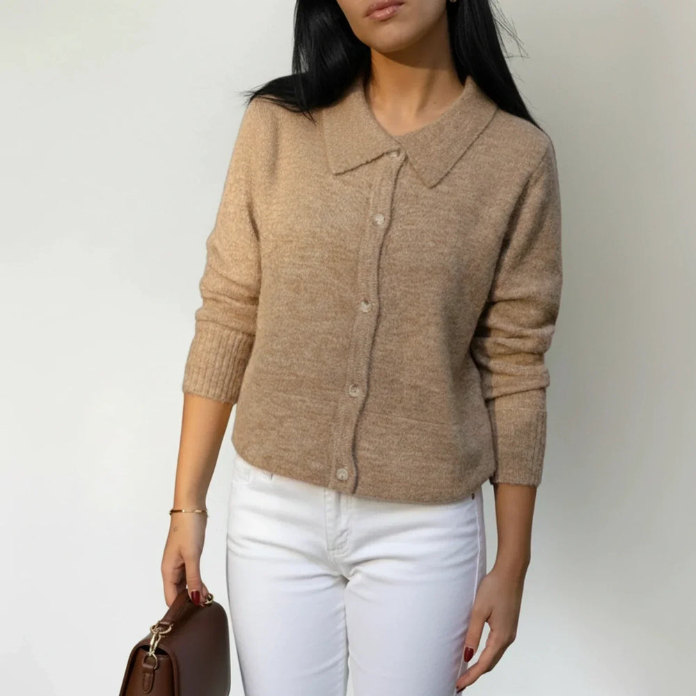 Women's Collared Knit Cardigan, Oversized Winter Cardigan