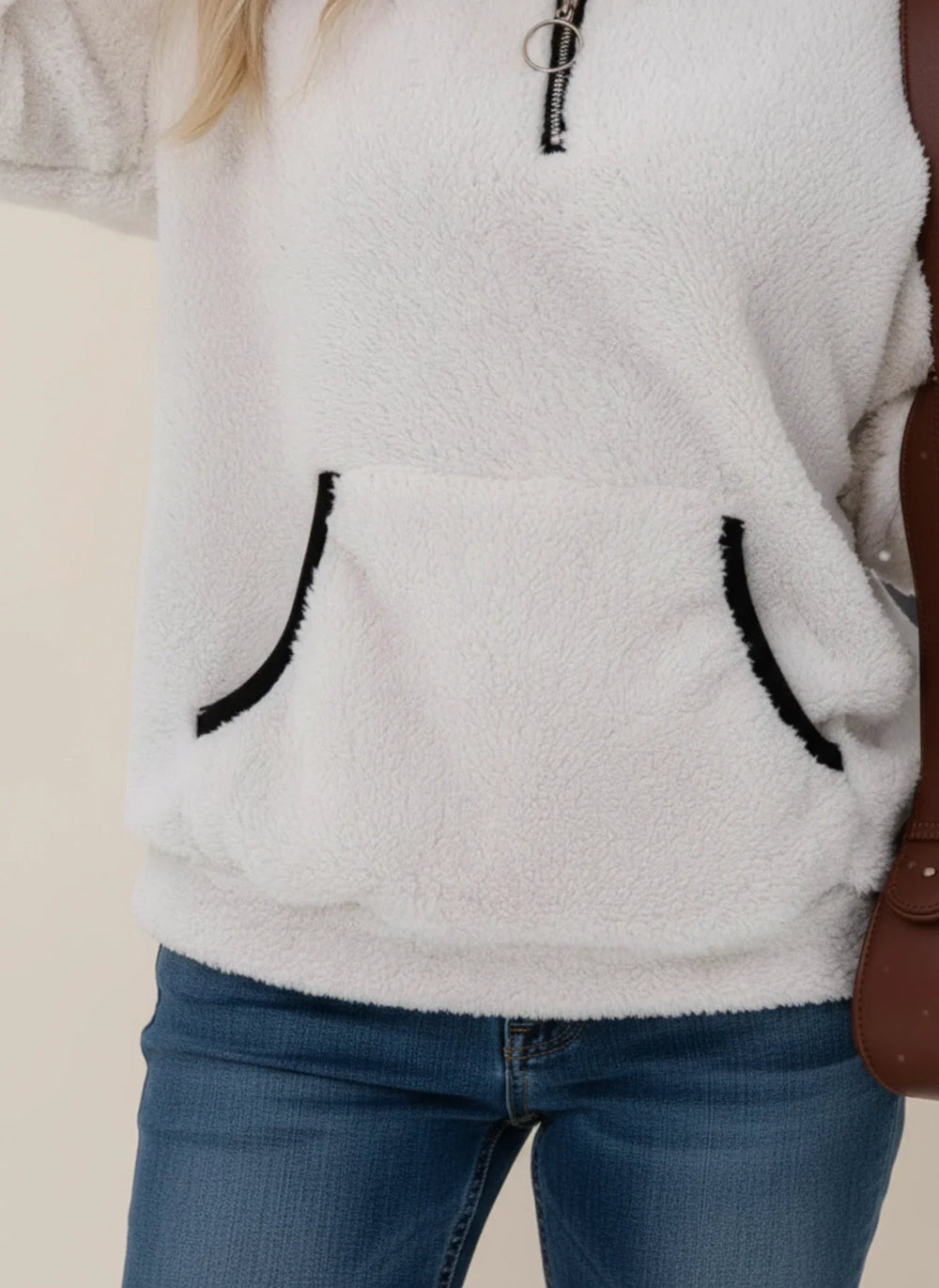 Women's Half-Zip Teddy Sweater, Fleece Winter Pullover