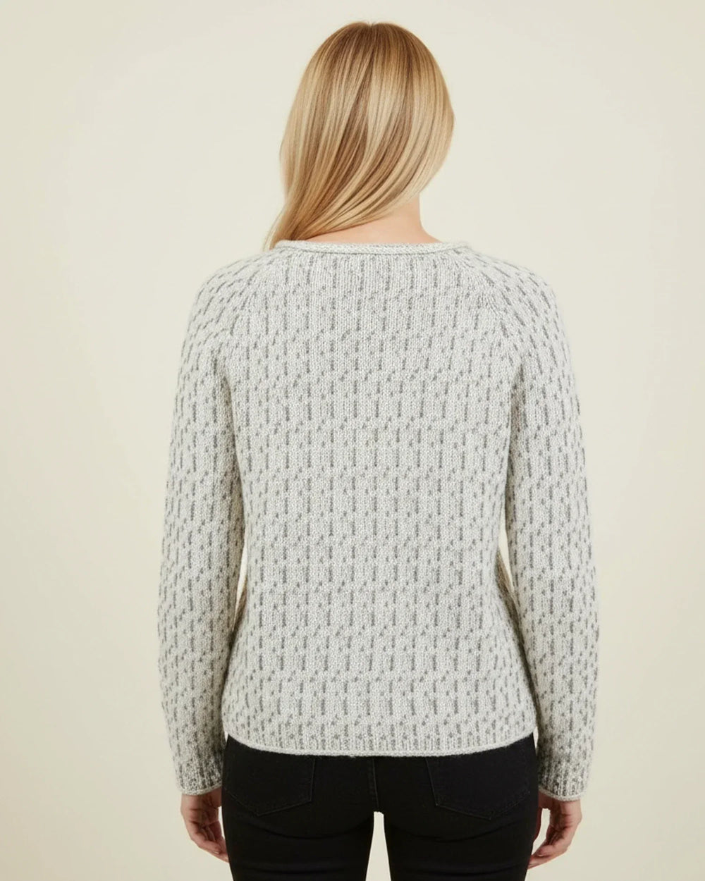 Women's Broken Stripe Knit Sweater, Rolled Edge Crewneck Relaxed Pullover
