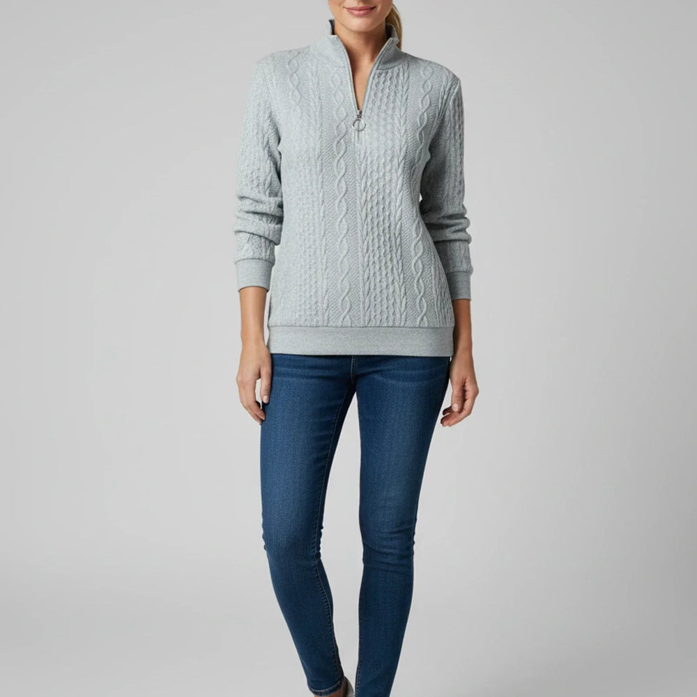 Women's Quarter-Zip Knit Sweater, Oversized Winter Pullover