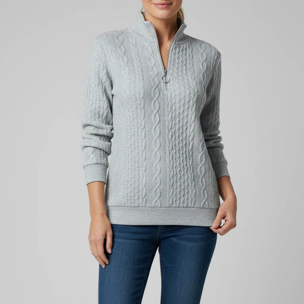 Women's Quarter-Zip Knit Sweater, Oversized Winter Pullover