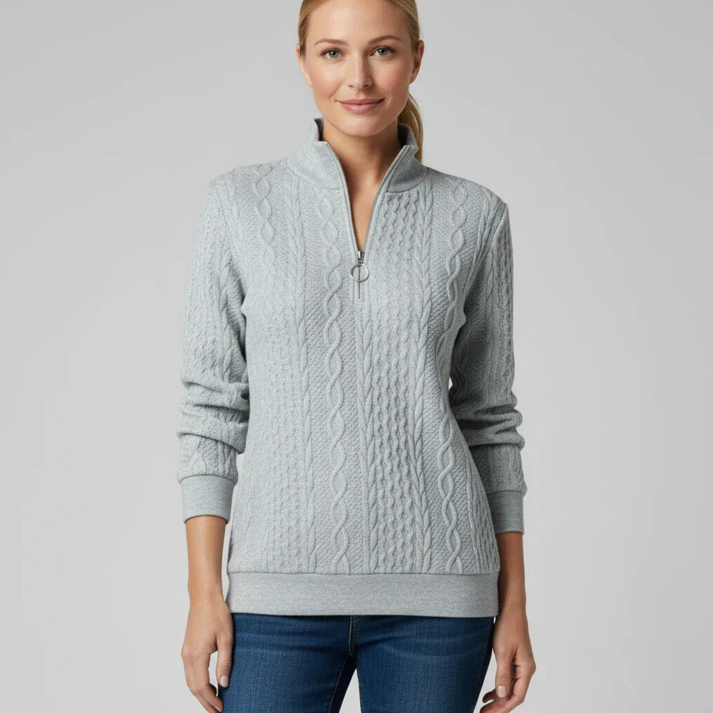 Women's Quarter-Zip Knit Sweater, Oversized Winter Pullover