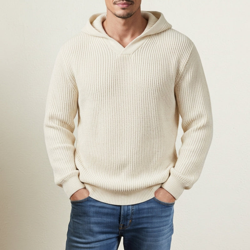 Men's Ribbed Oversized Hoodie, Cozy Winter Sweatshirt
