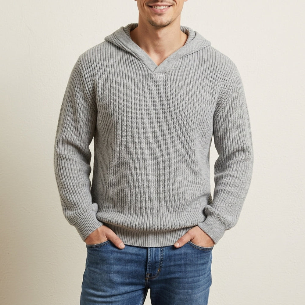 Men's Ribbed Oversized Hoodie, Cozy Winter Sweatshirt