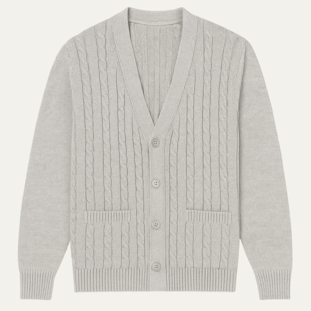 Men's Cable-Knit Cardigan, V-Neck Sweater
