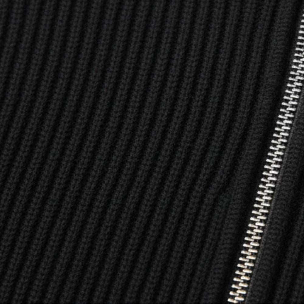 Men's Vertical Ribbed Quarter Zip Sweater, High Stand Collar Winter Pullover