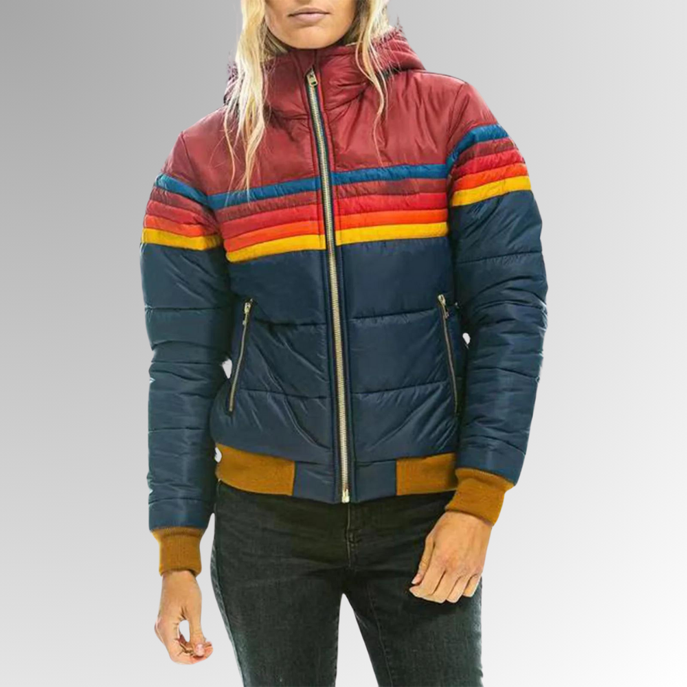 Women's Retro Zip-Up Jacket, Oversized Winter Jacket