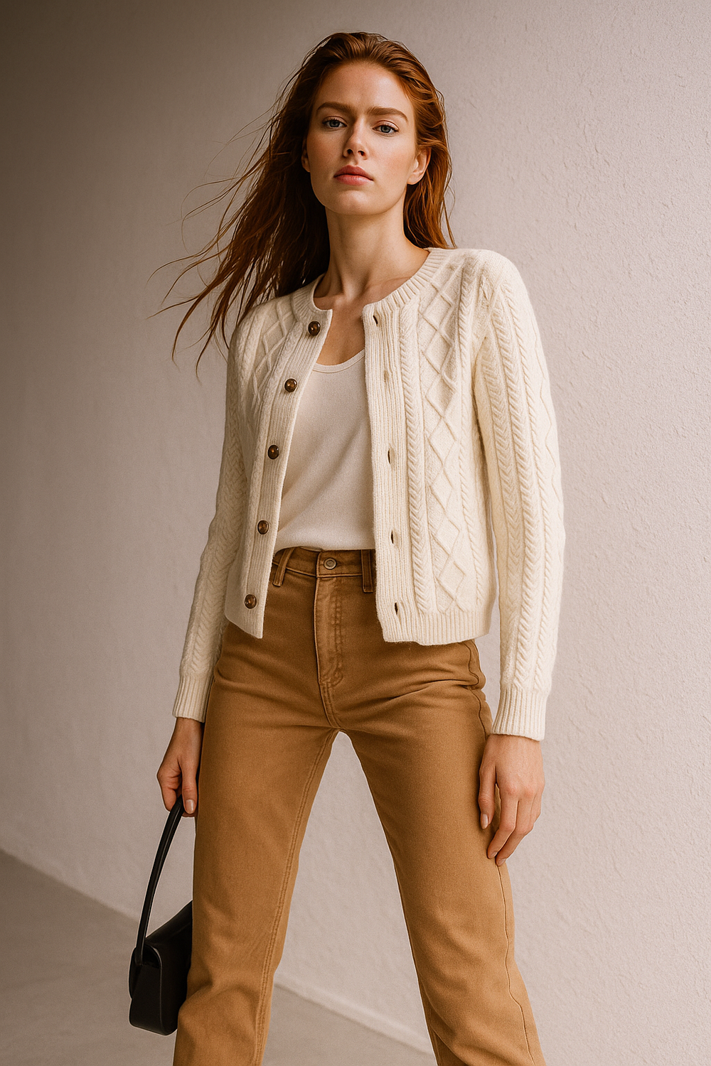 Women's Cable-Knit Cardigan, Button-Front Sweater