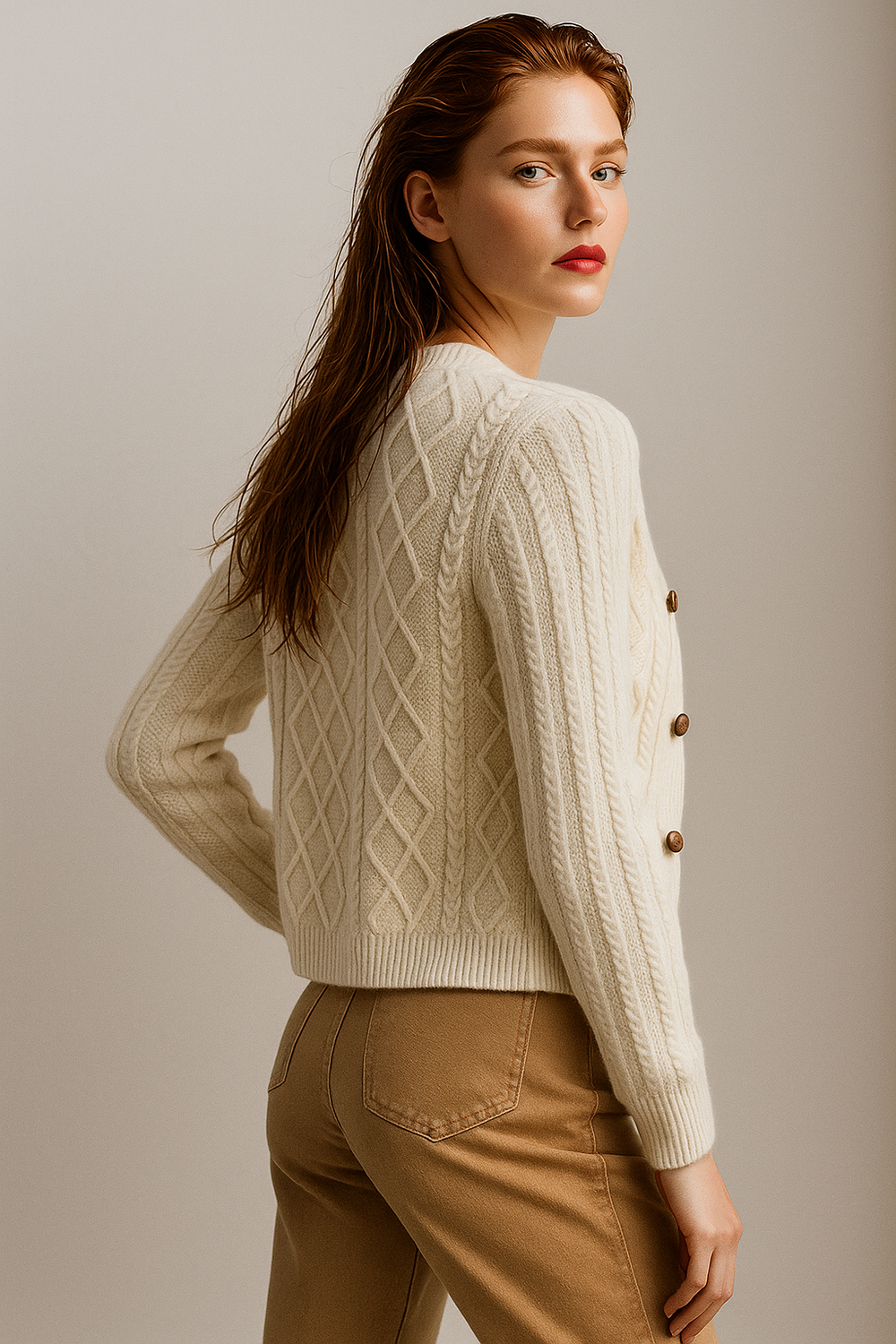 Women's Cable-Knit Cardigan, Button-Front Sweater