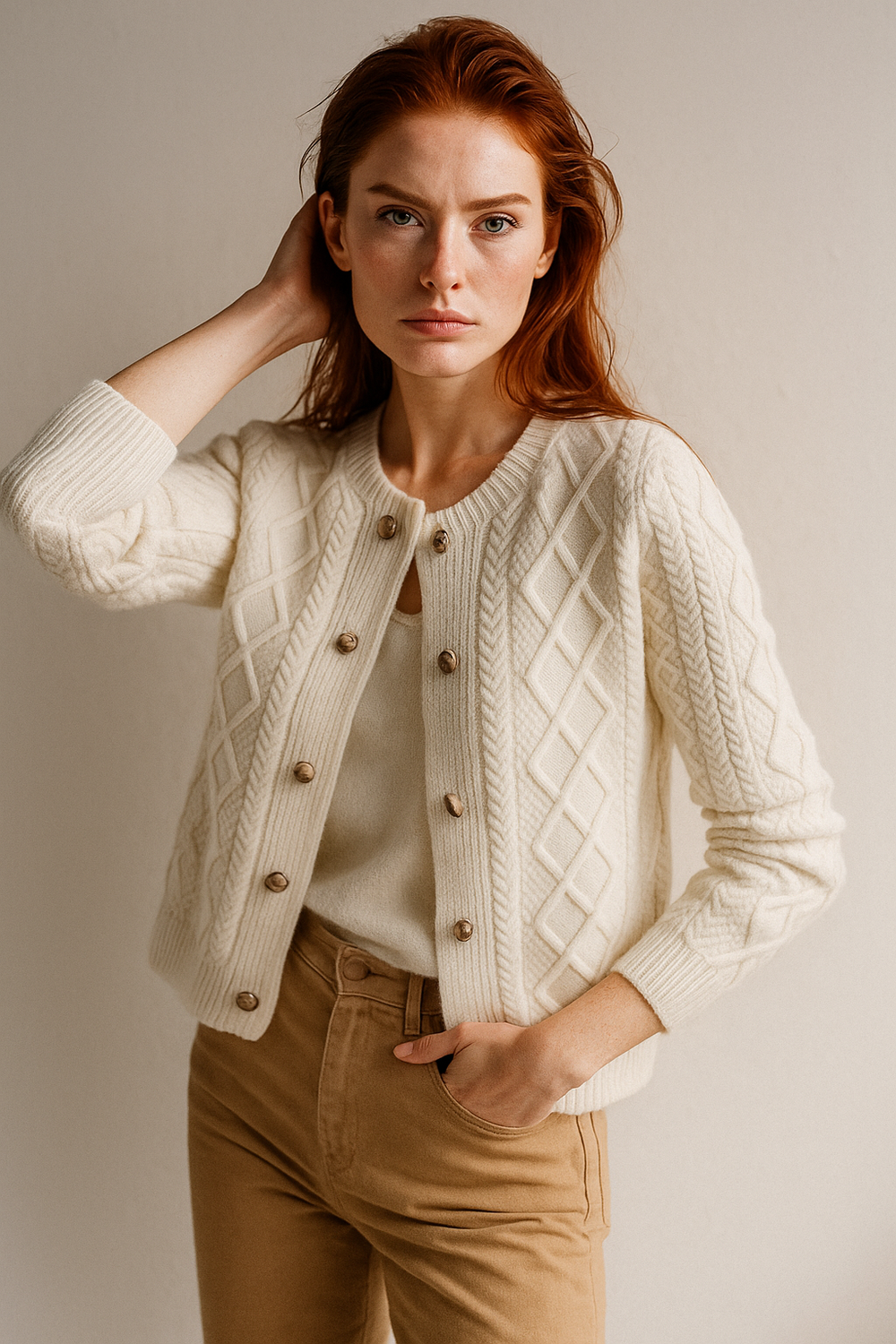 Women's Cable-Knit Cardigan, Button-Front Sweater