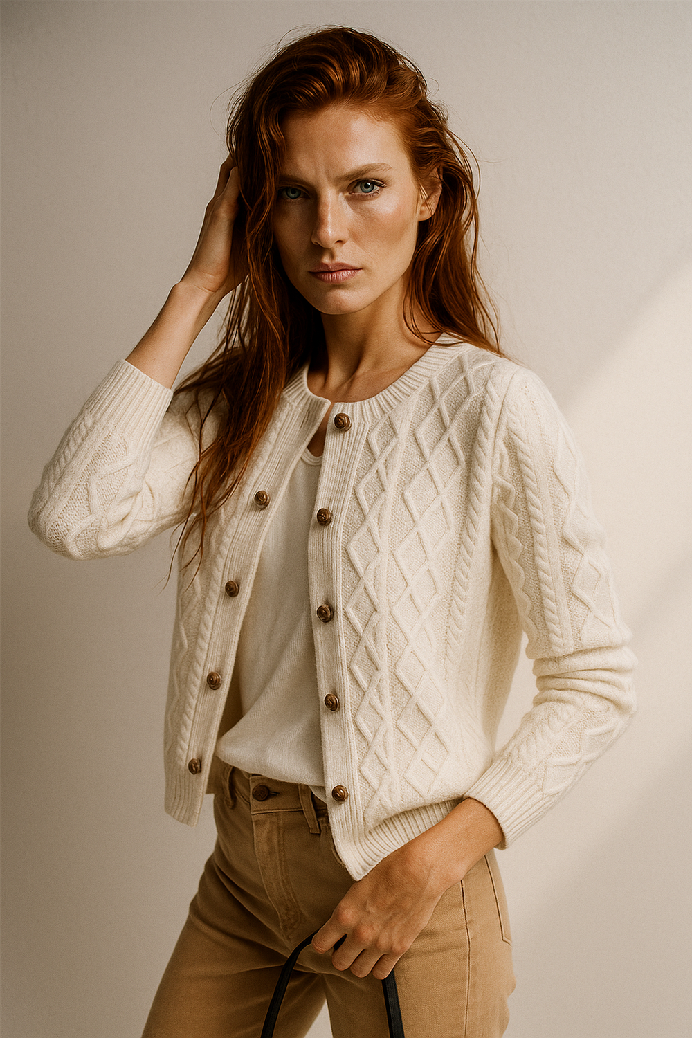 Women's Cable-Knit Cardigan, Button-Front Sweater