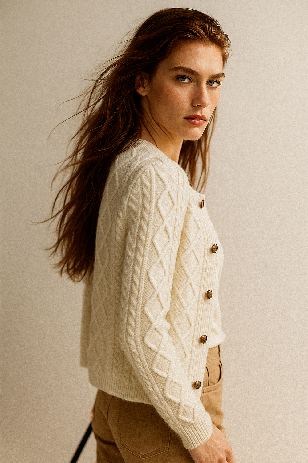 Women's Cable-Knit Cardigan, Button-Front Sweater