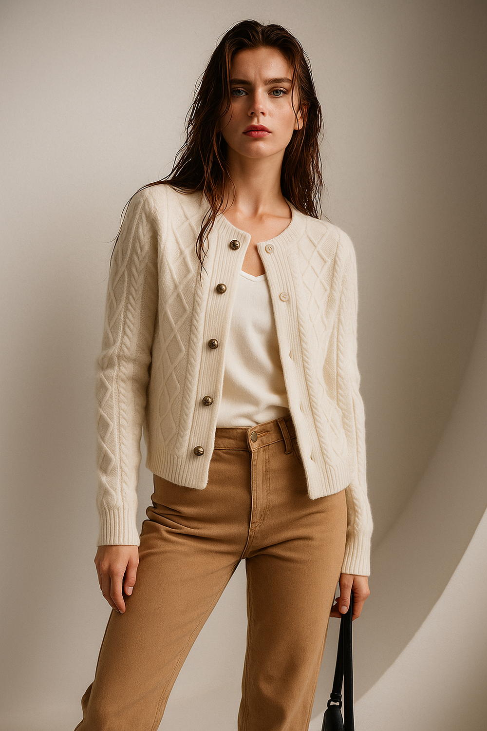 Women's Cable-Knit Cardigan, Button-Front Sweater