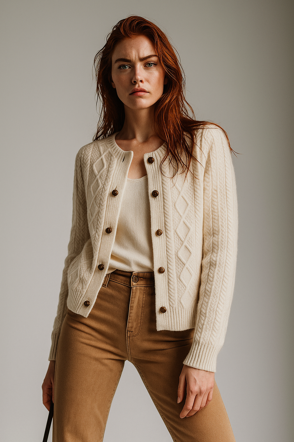 Women's Cable-Knit Cardigan, Button-Front Sweater