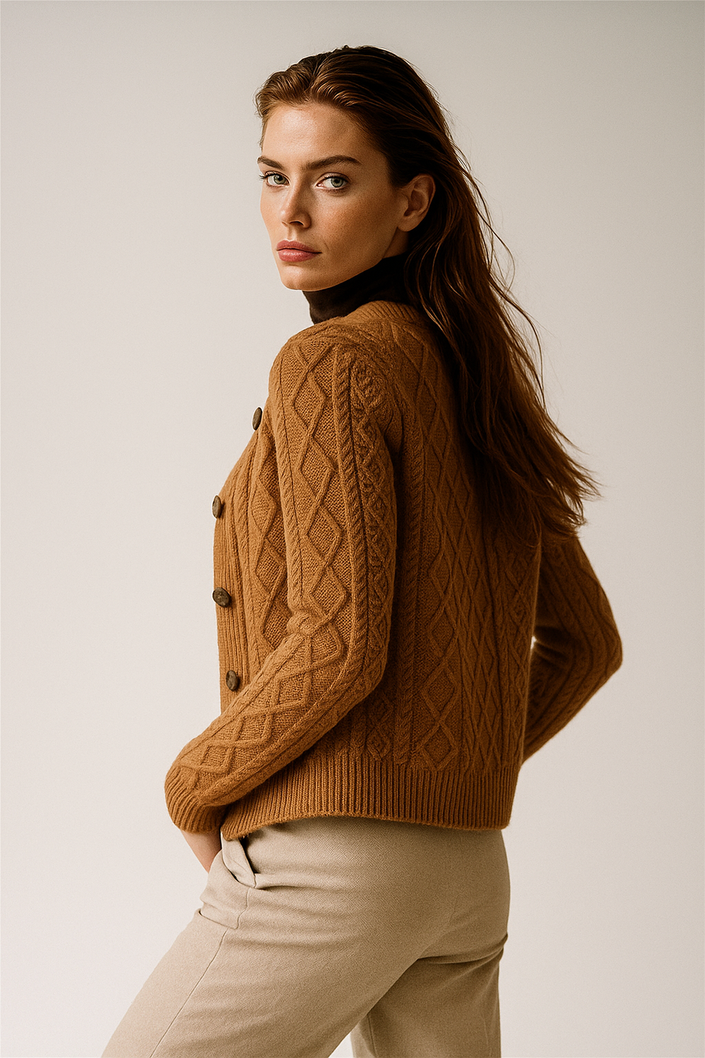 Women's Cable-Knit Cardigan, Button-Front Sweater