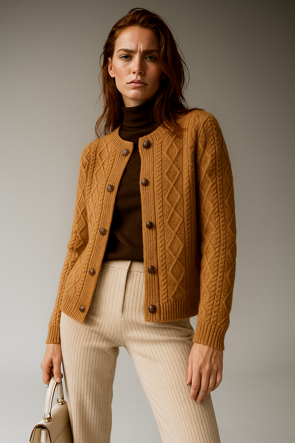 Women's Cable-Knit Cardigan, Button-Front Sweater