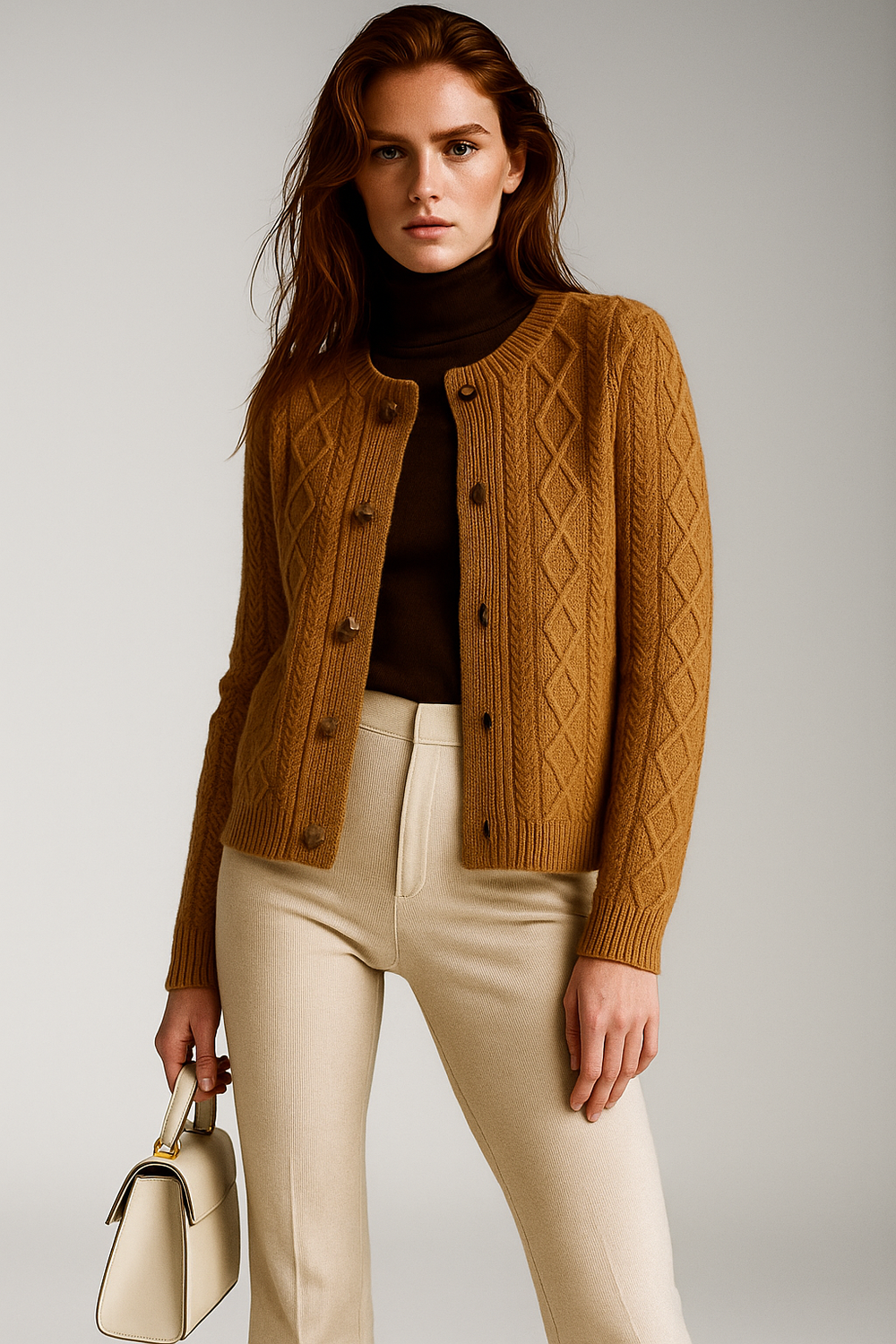 Women's Cable-Knit Cardigan, Button-Front Sweater