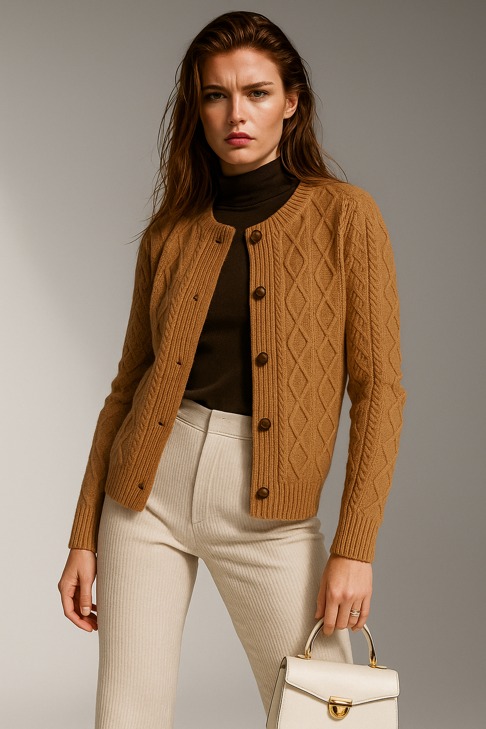 Women's Cable-Knit Cardigan, Button-Front Sweater