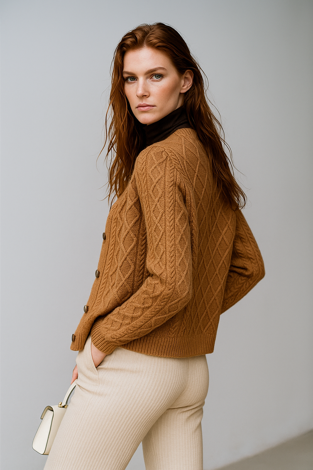 Women's Cable-Knit Cardigan, Button-Front Sweater