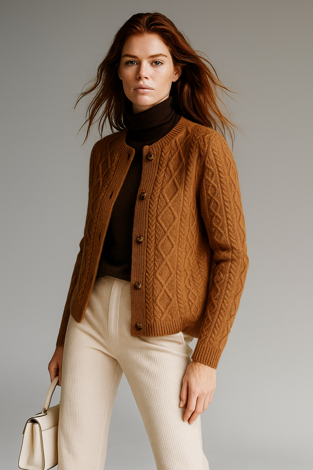 Women's Cable-Knit Cardigan, Button-Front Sweater