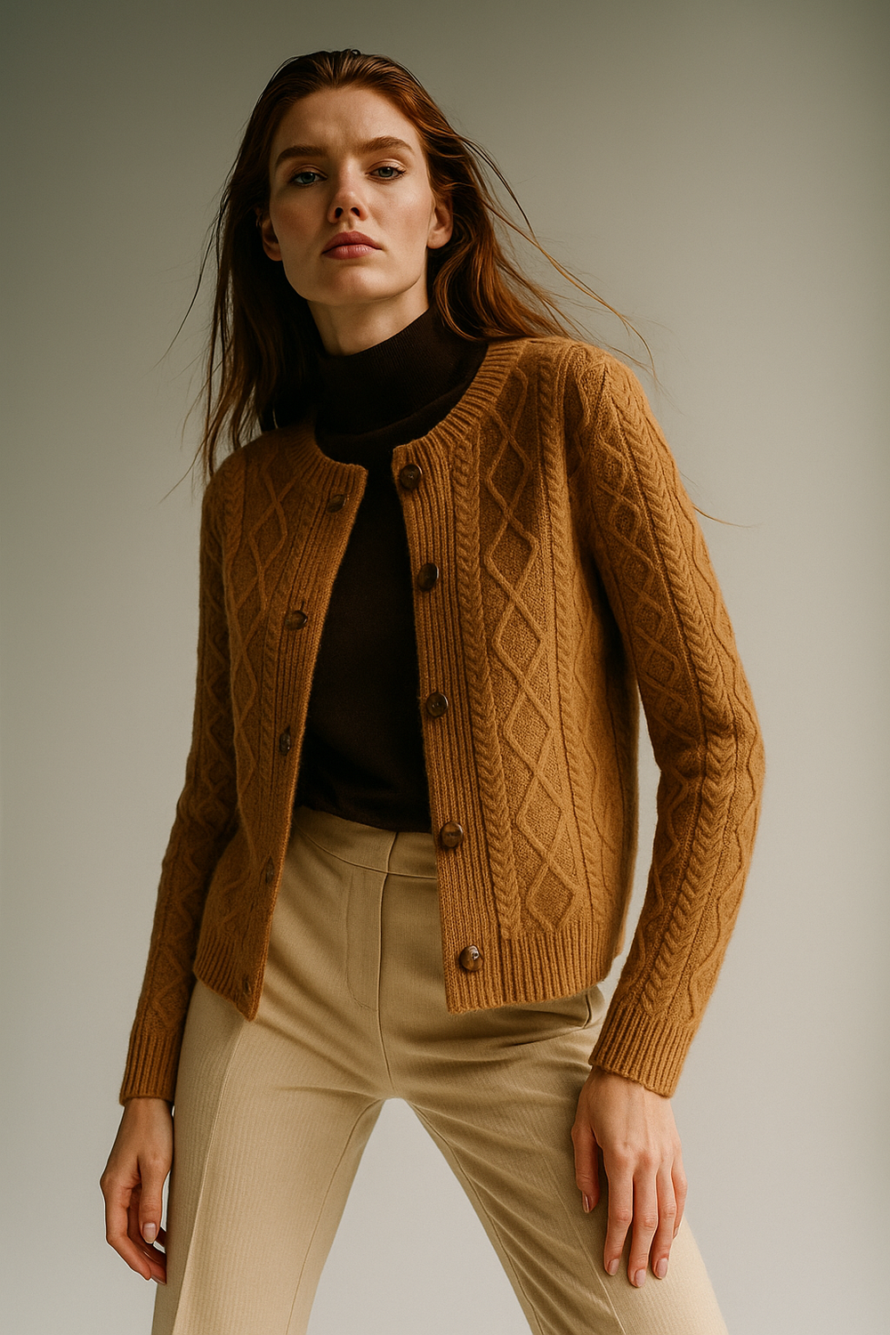 Women's Cable-Knit Cardigan, Button-Front Sweater