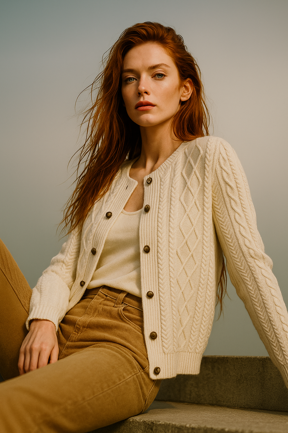 Women's Cable-Knit Cardigan, Button-Front Sweater