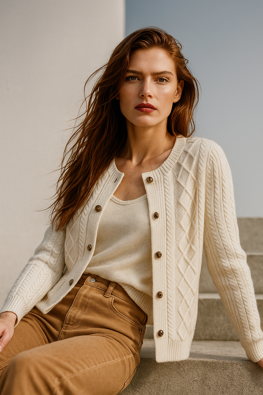 Women's Cable-Knit Cardigan, Button-Front Sweater