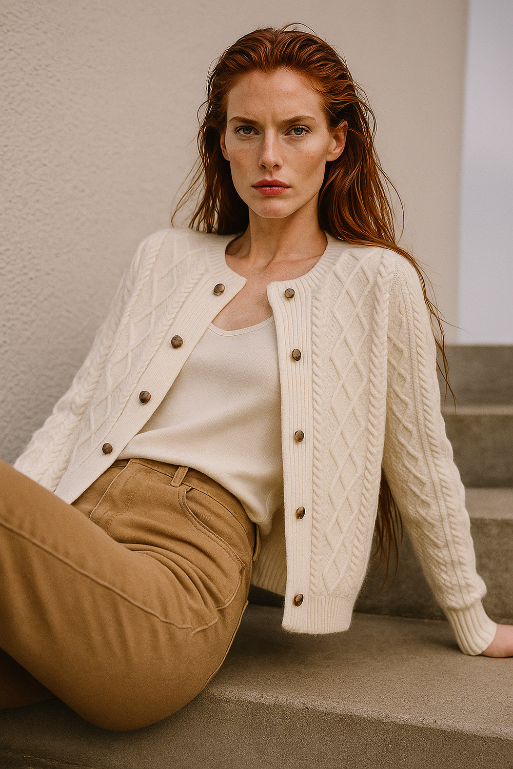 Women's Cable-Knit Cardigan, Button-Front Sweater