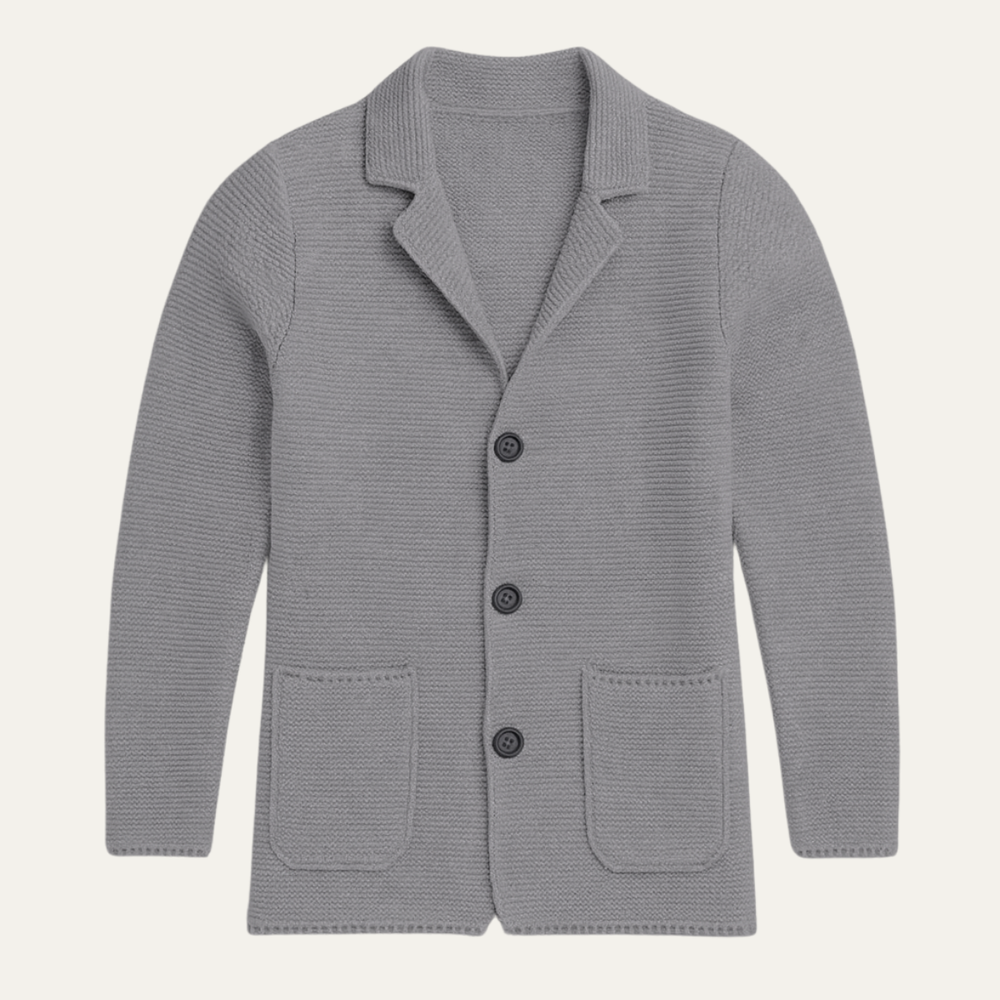 Men's Knit Sweater Blazer, Three Button Patch Pocket Cardigan Jacket