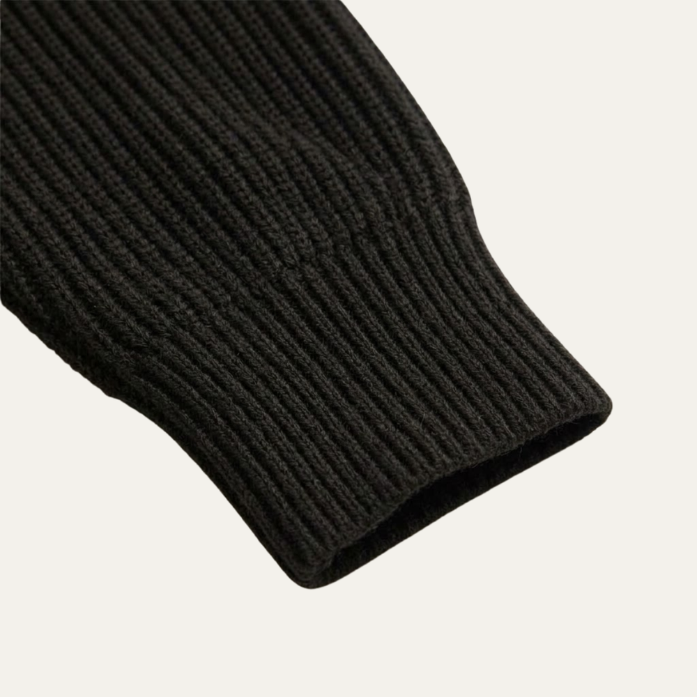 Men's Heavy Rib Knit Quarter Zip Sweater, Stand Collar Metal Zip Winter Pullover