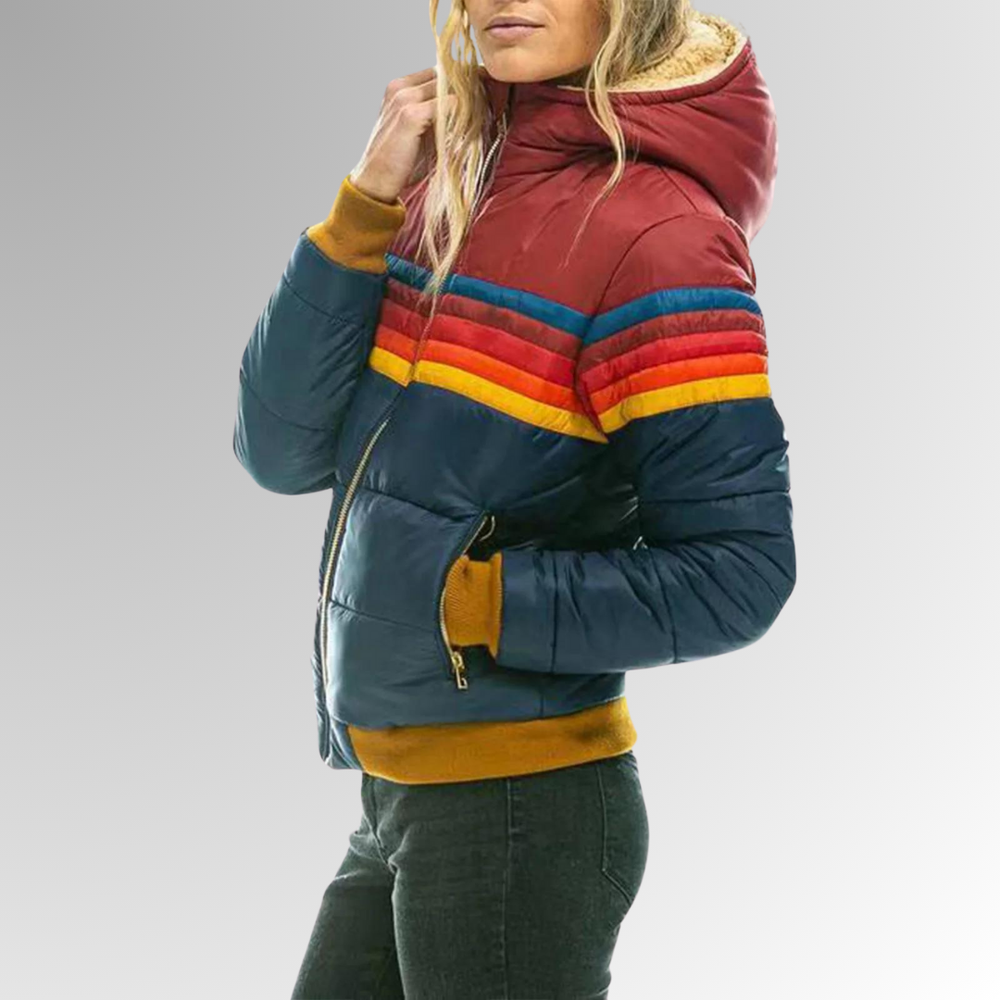 Women's Retro Zip-Up Jacket, Oversized Winter Jacket