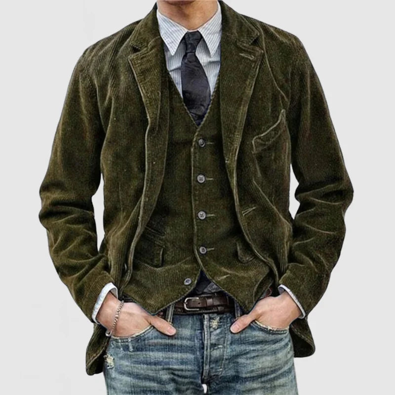 Men's Vintage Tailored Blazer, Button-Front Structured Blazer