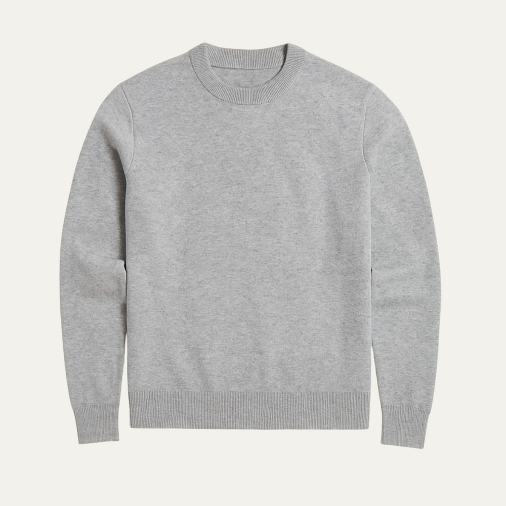 Men's Smooth Fine Knit Sweater, Slim Fit Long Sleeve Layering Pullover