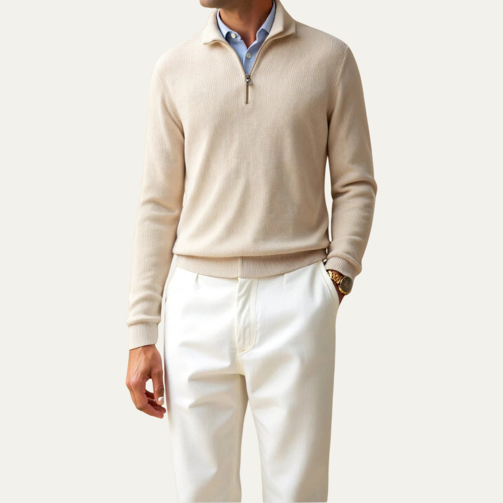 Men's Half-Zip Quarter-Zip Sweater, Ribbed Pullover