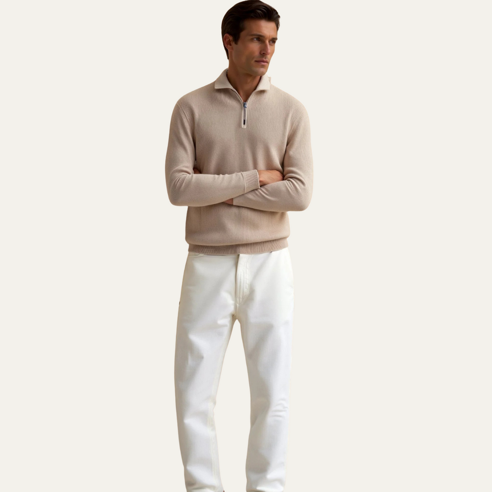 Men's Half-Zip Quarter-Zip Sweater, Ribbed Pullover