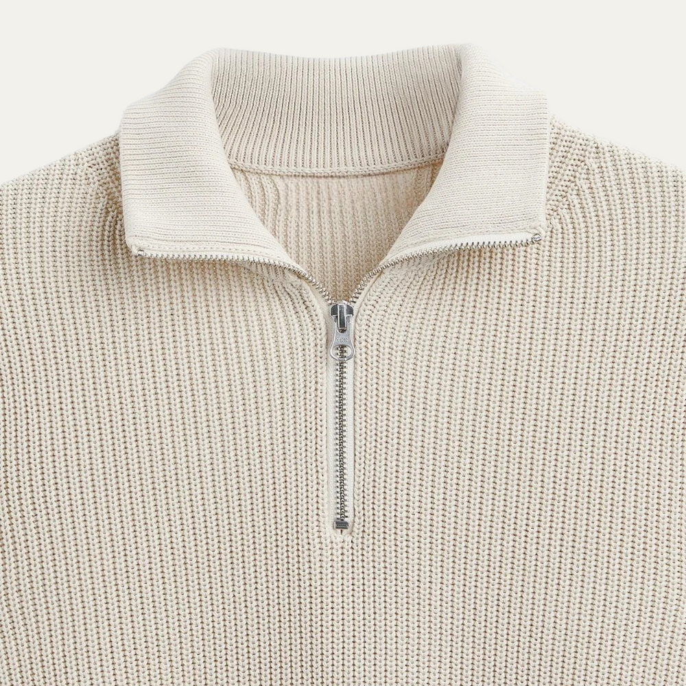 Men's Half-Zip Quarter-Zip Sweater, Ribbed Pullover