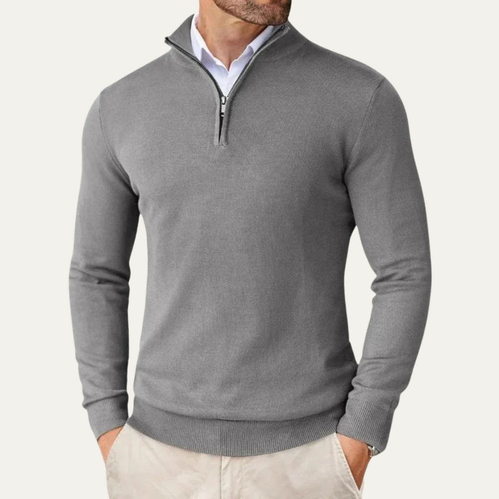 Men's Half-Zip Quarter-Zip Sweater, Ribbed Pullover