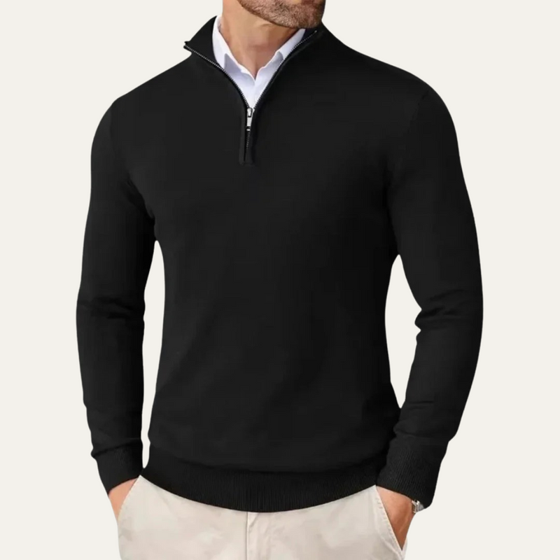 Men's Half-Zip Quarter-Zip Sweater, Ribbed Pullover