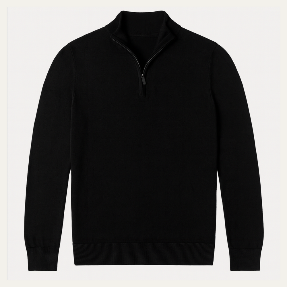 Men's Slim Fit Fine Knit Quarter Zip Sweater, Mock Neck Long Sleeve Pullover